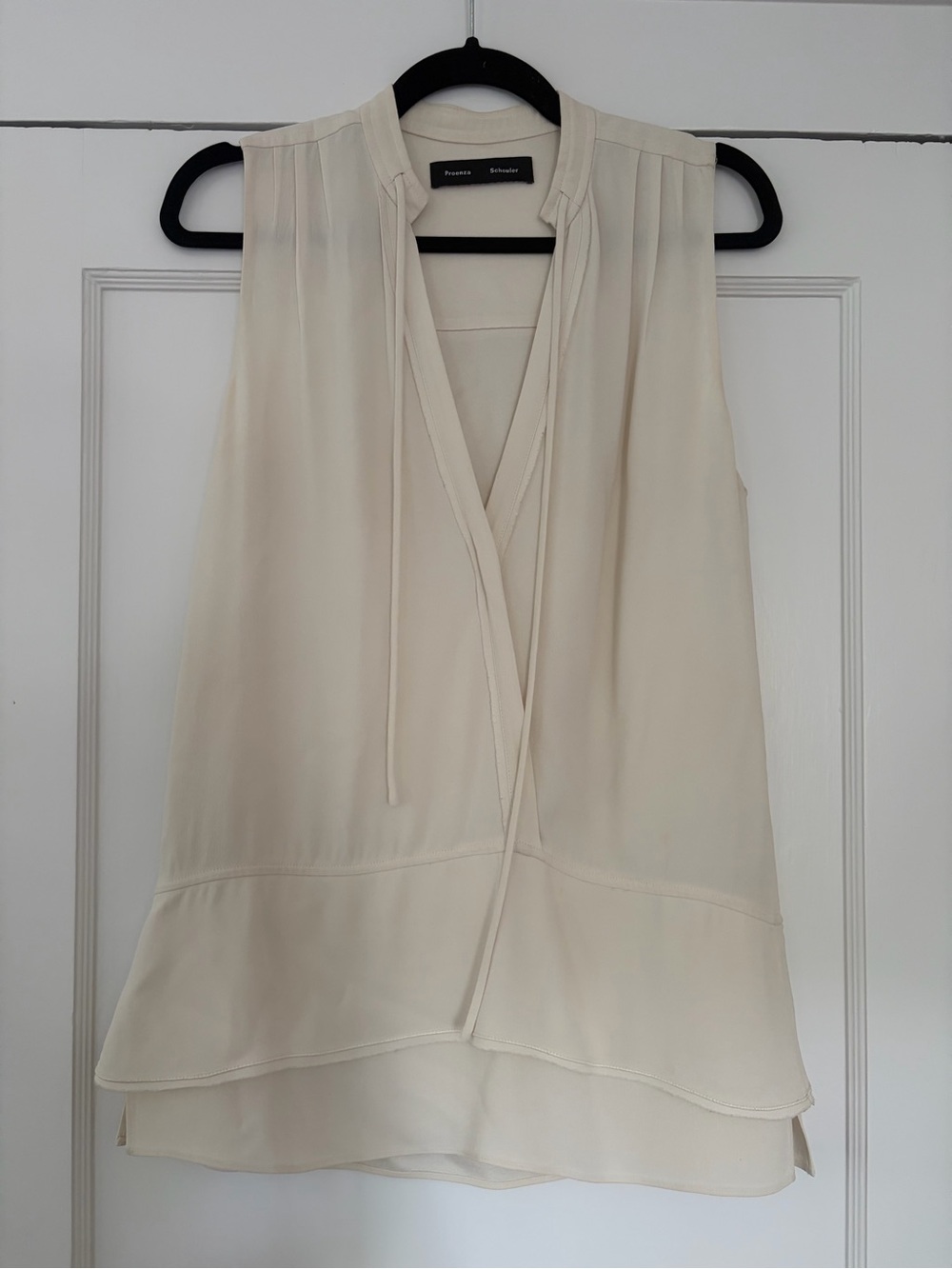 Proenza Schouler Sleeveless V-Neck Blouse in Cream